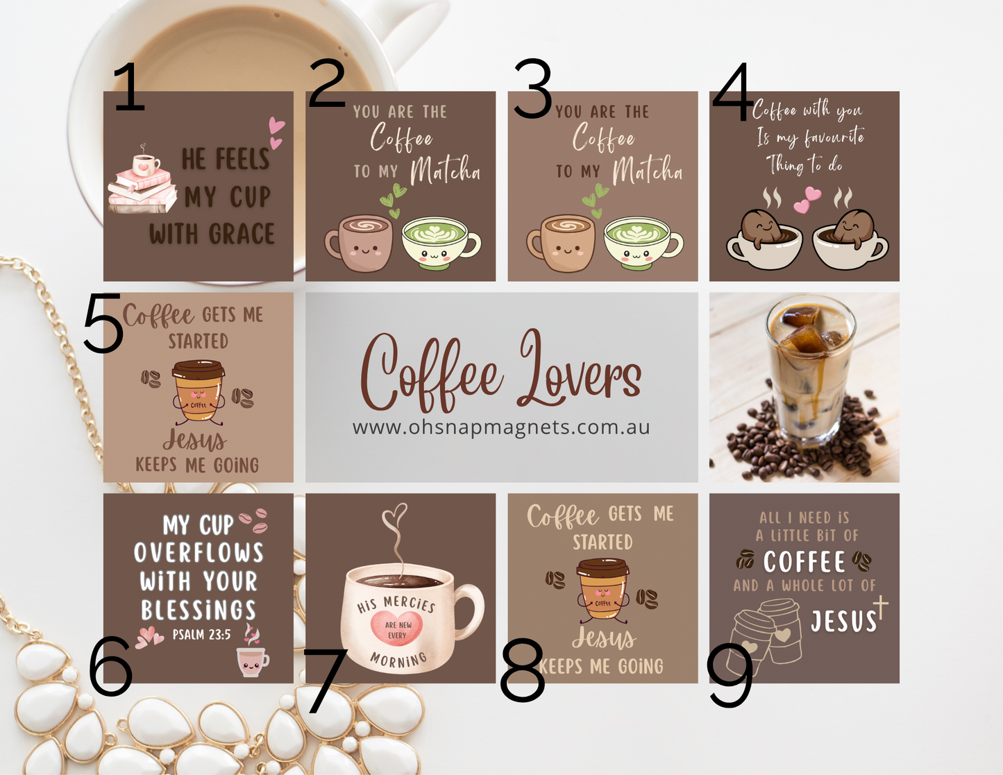Coffee Lovers + Christian Inspired Magnets - Ready-Made Designs