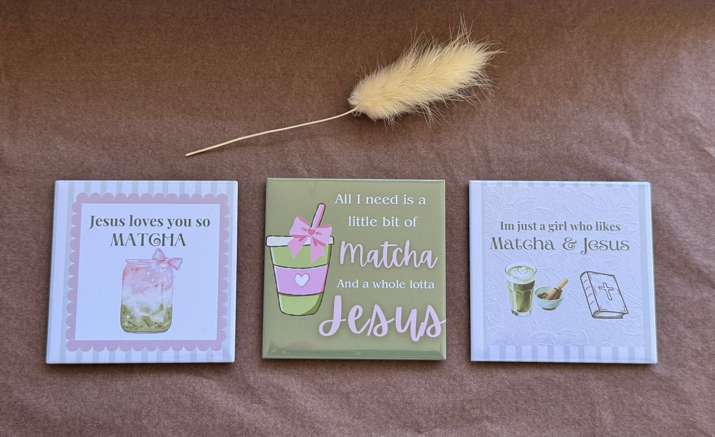 Matcha Lover + Christian Inspired Magnets - Ready-Made Designs
