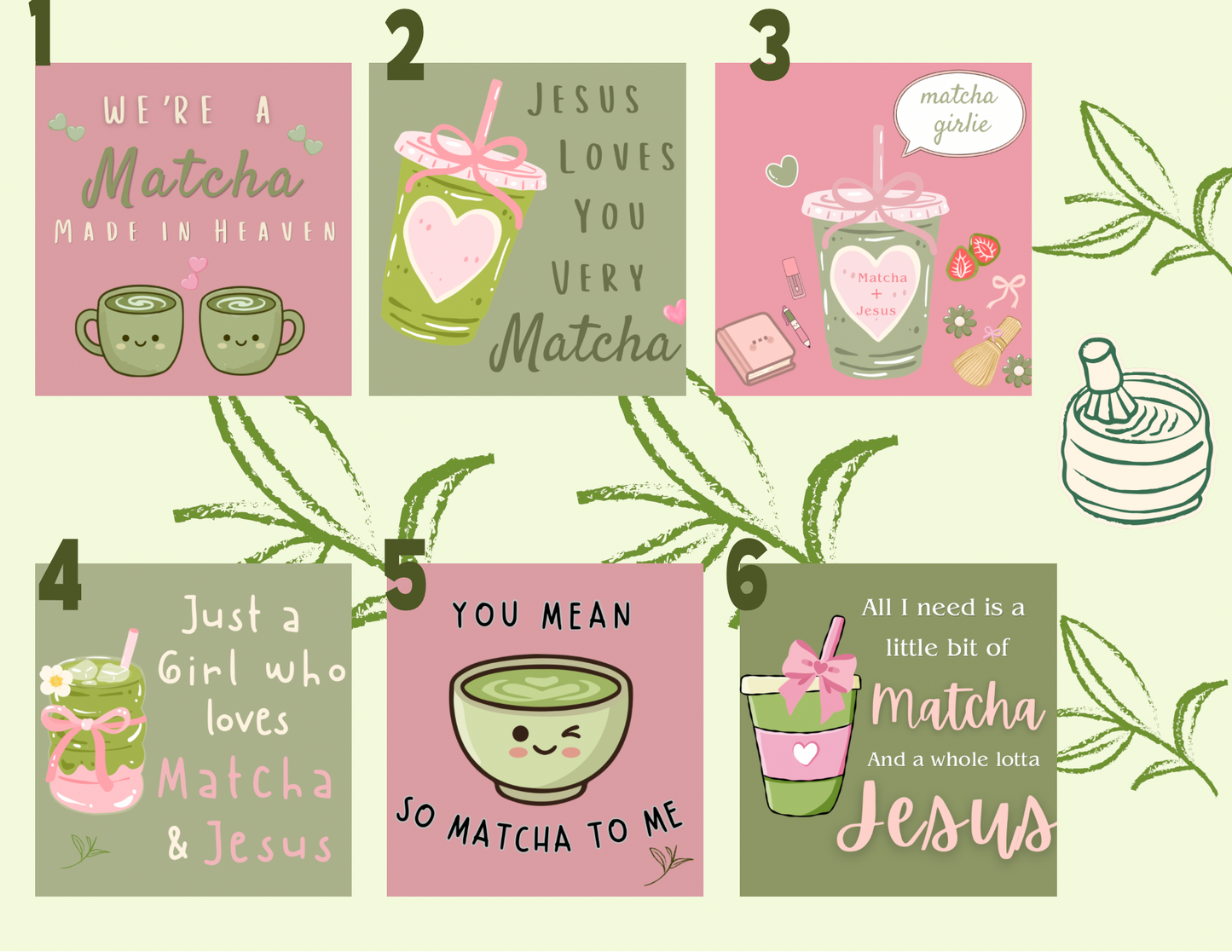 Matcha Lover + Christian Inspired Magnets - Ready-Made Designs