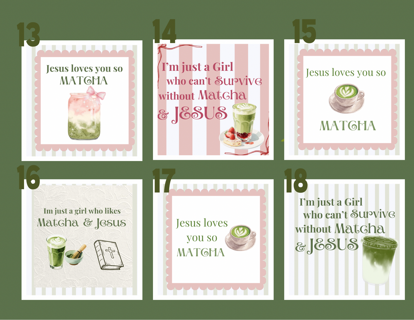 Matcha Lover + Christian Inspired Magnets - Ready-Made Designs